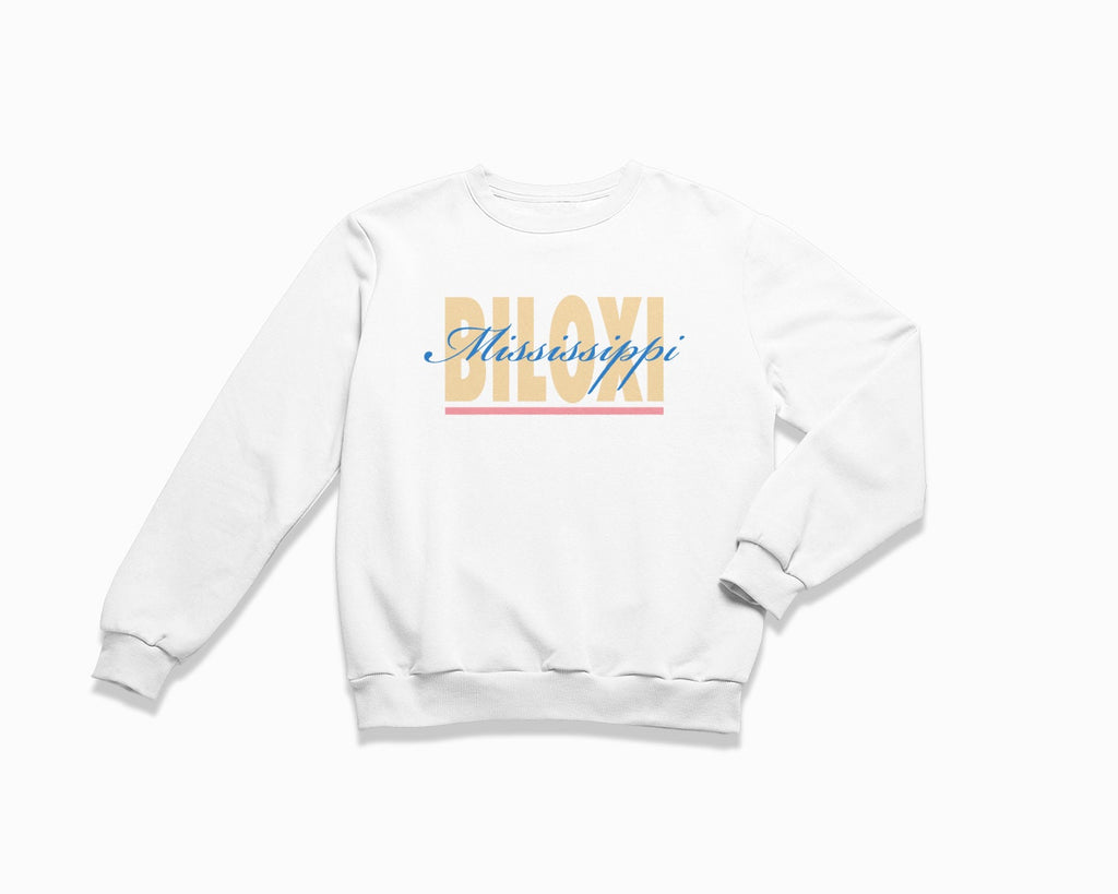 Biloxi Signature Crewneck Sweatshirt - White