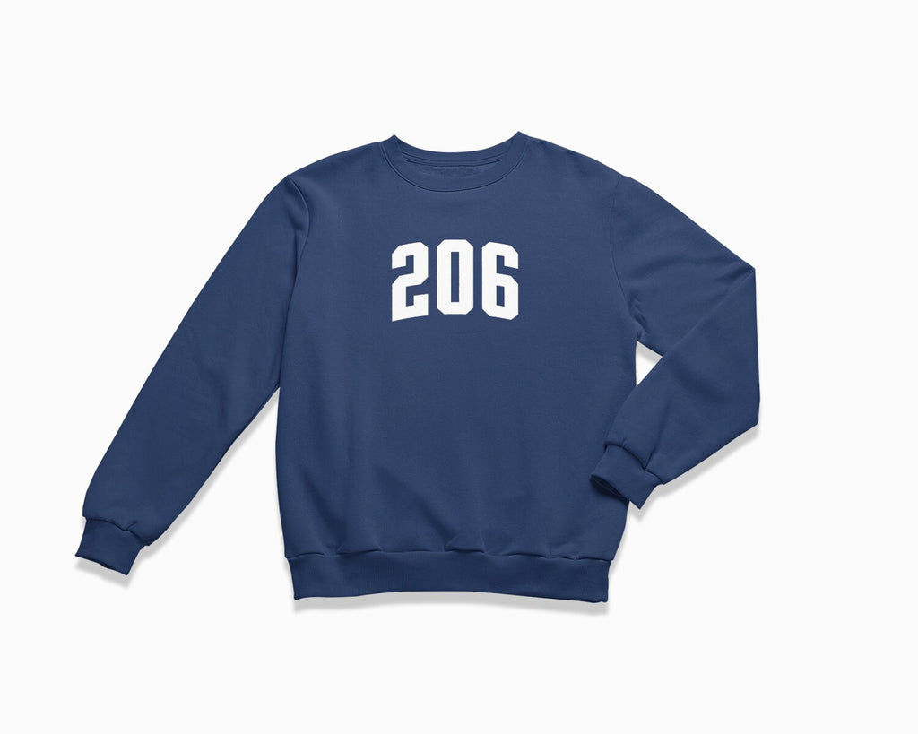 206 (Seattle) Crewneck Sweatshirt - Navy Blue