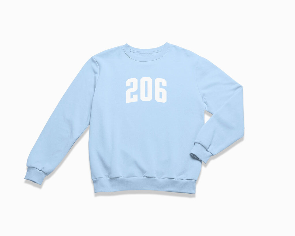 206 (Seattle) Crewneck Sweatshirt - Light Blue