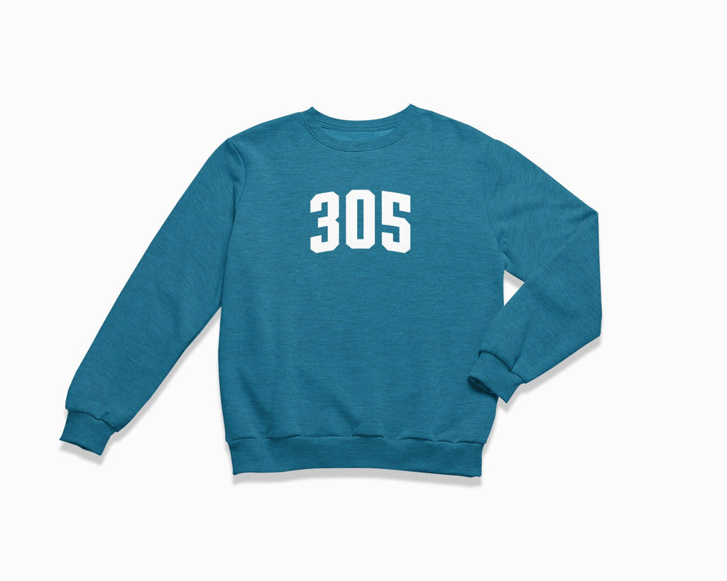 305 (Miami) Crewneck Sweatshirt - Heather Deep Teal