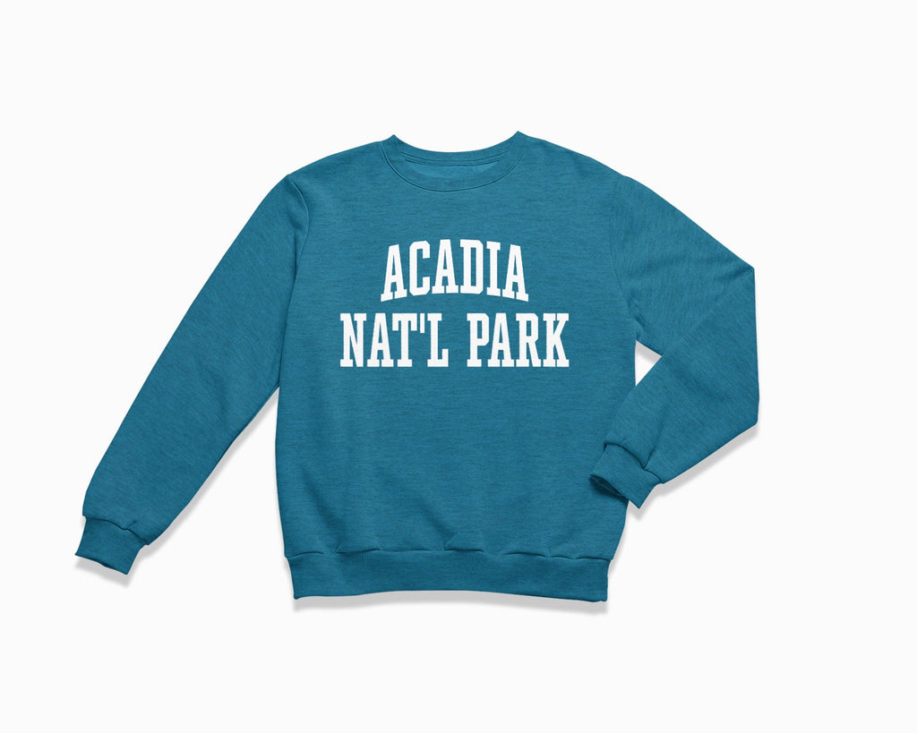 Acadia National Park Crewneck Sweatshirt - Heather Deep Teal