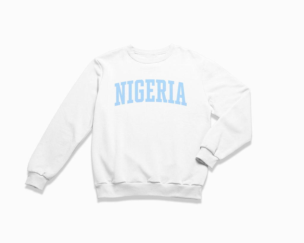 Nigeria Crewneck Sweatshirt - White/Light Blue