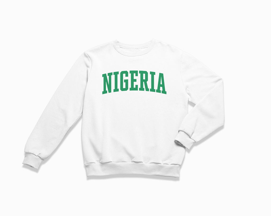 Nigeria Crewneck Sweatshirt - White/Kelly Green