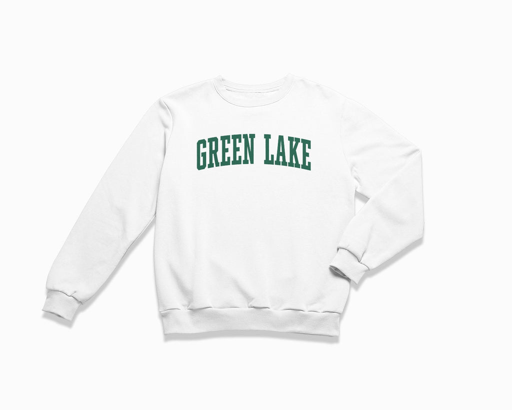 Green Lake Crewneck Sweatshirt - White/Forest Green