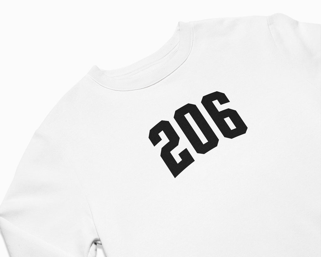 206 (Seattle) Crewneck Sweatshirt - White/Black