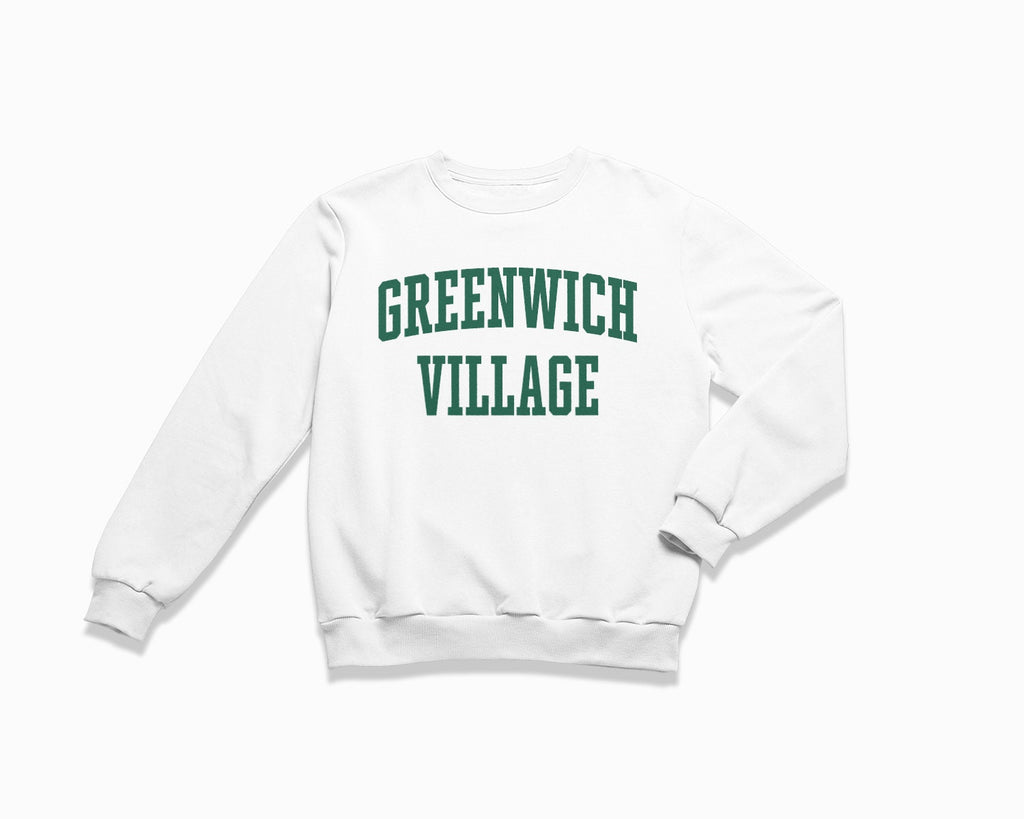 Greenwich Village Crewneck Sweatshirt - White/Forest Green