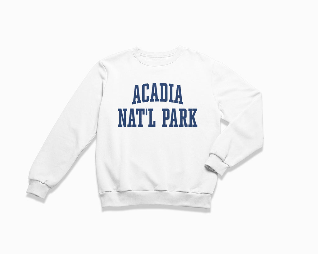 Acadia National Park Crewneck Sweatshirt - White/Navy Blue
