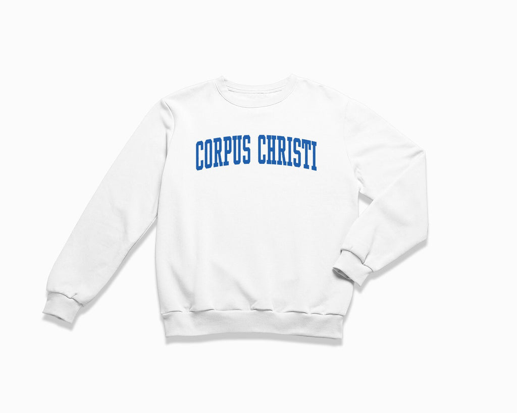 Corpus Christi Crewneck Sweatshirt - White/Royal Blue