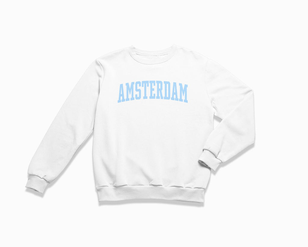Amsterdam Crewneck Sweatshirt - White/Light Blue