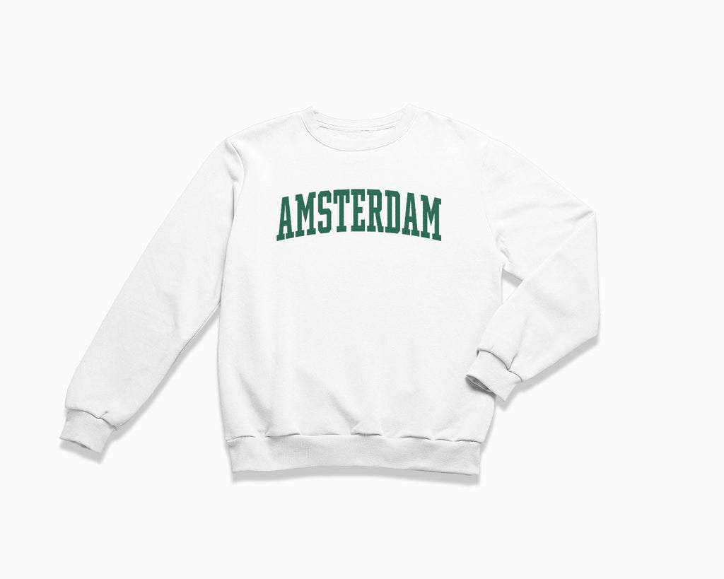 Amsterdam Crewneck Sweatshirt - White/Forest Green