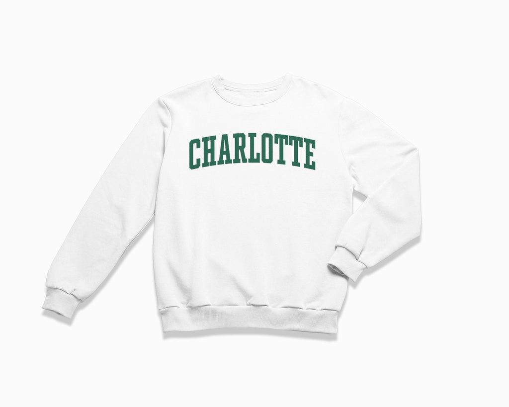 Charlotte Crewneck Sweatshirt - White/Forest Green