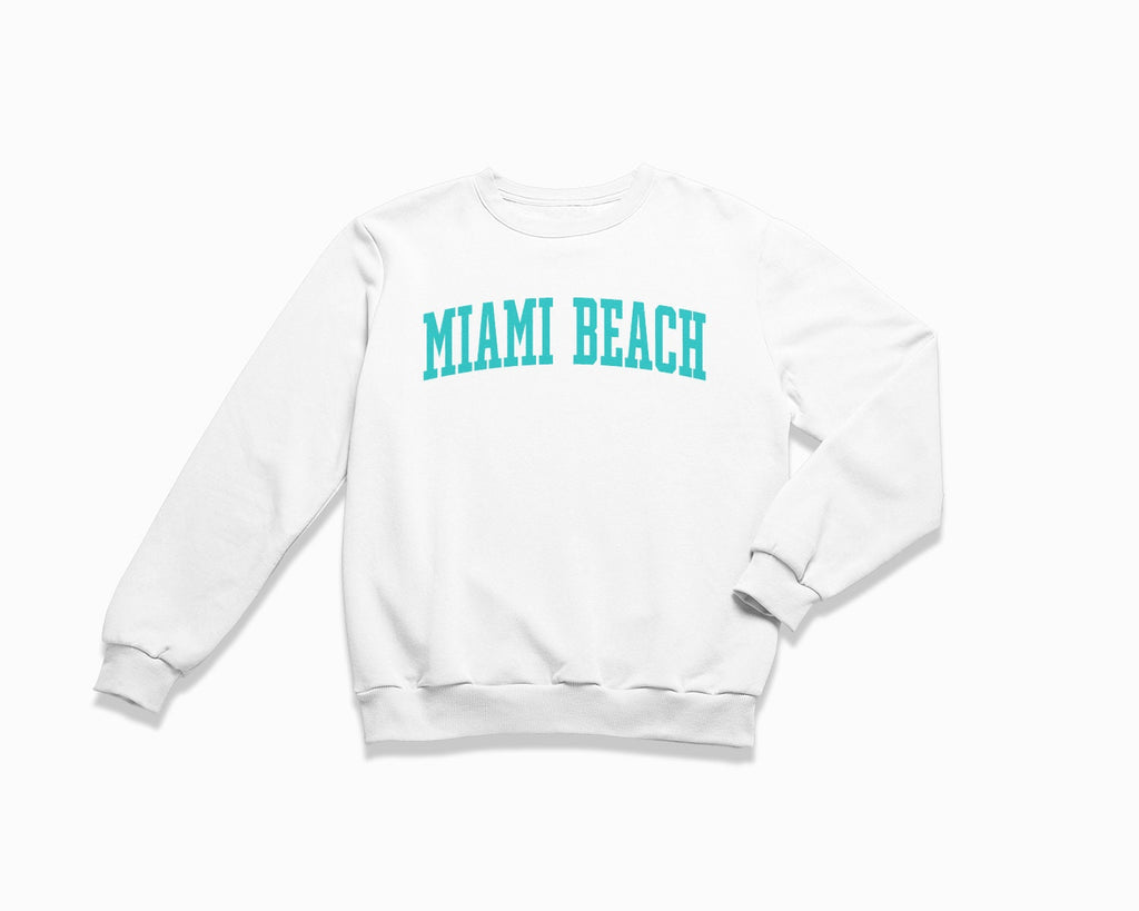 Miami Beach Crewneck Sweatshirt - White/Turquoise