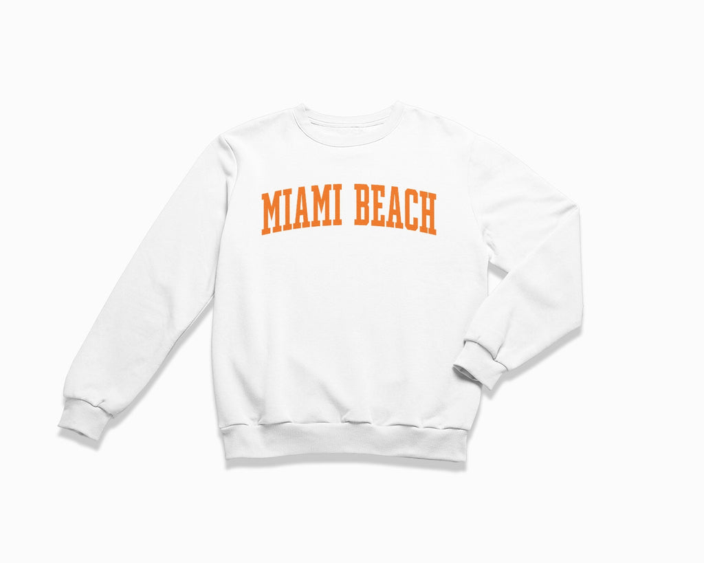 Miami Beach Crewneck Sweatshirt - White/Orange