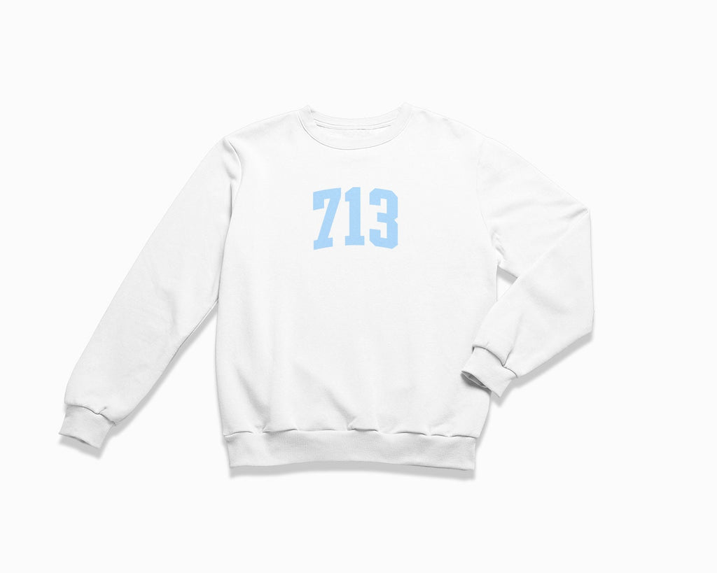 713 (Houston) Crewneck Sweatshirt - White/Light Blue