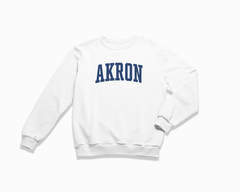 Akron Crewneck Sweatshirt - White/Navy Blue