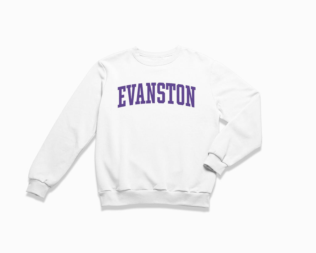 Evanston Crewneck Sweatshirt - White/Purple