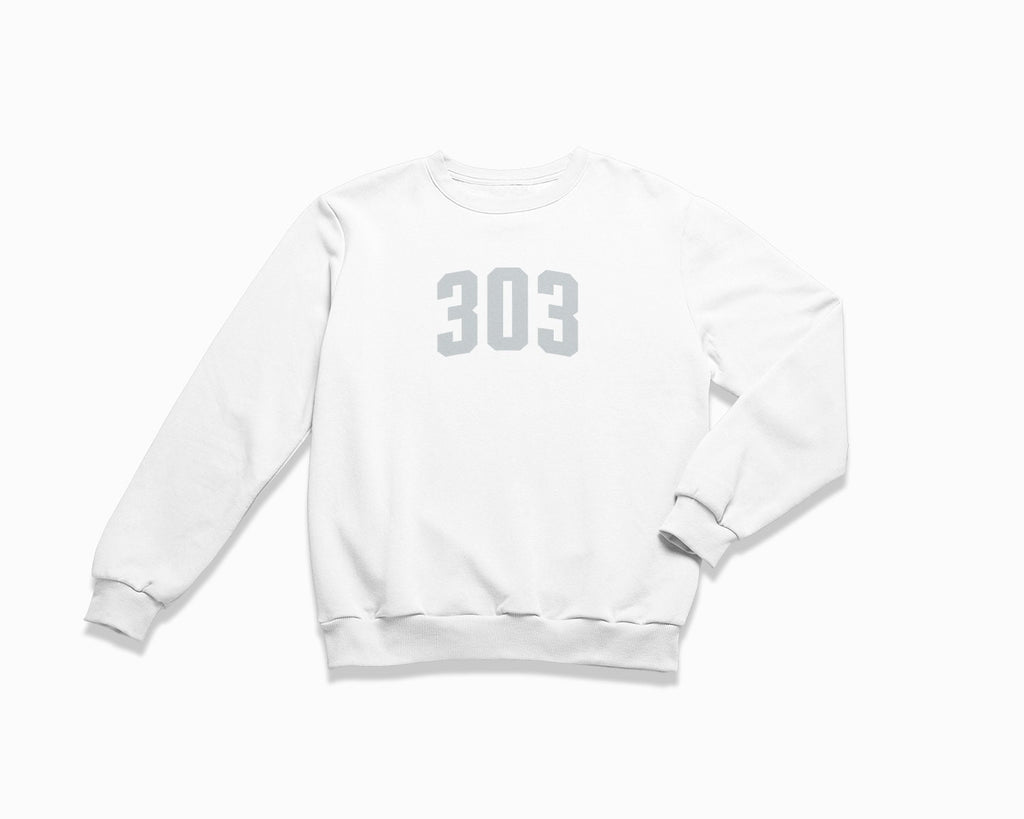 303 (Denver) Crewneck Sweatshirt - White/Grey