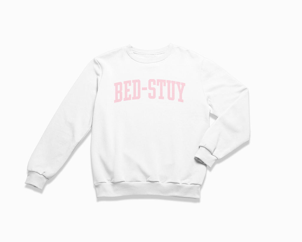 Bed-Stuy Crewneck Sweatshirt - White/Light Pink