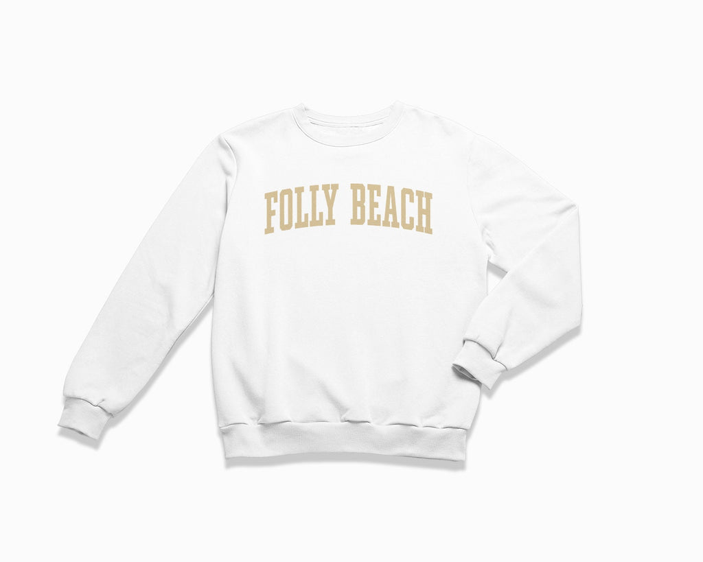 Folly Beach Crewneck Sweatshirt - White/Tan