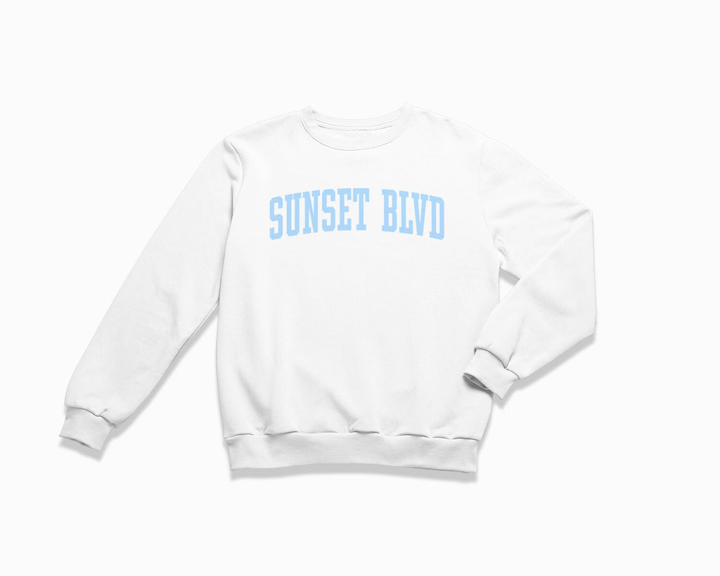 Sunset Blvd Crewneck Sweatshirt - White/Light Blue
