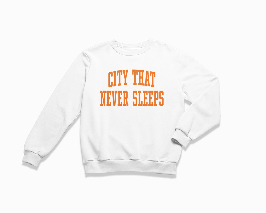 City That Never Sleeps Crewneck Sweatshirt - White/Orange