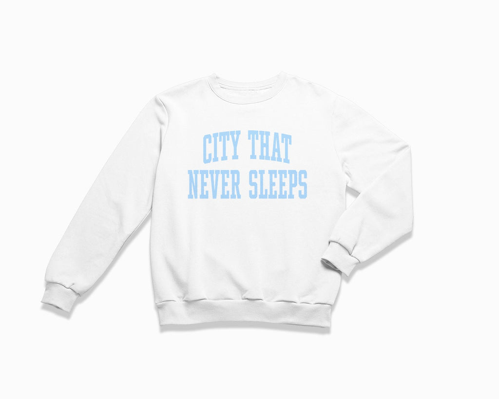 City That Never Sleeps Crewneck Sweatshirt - White/Light Blue