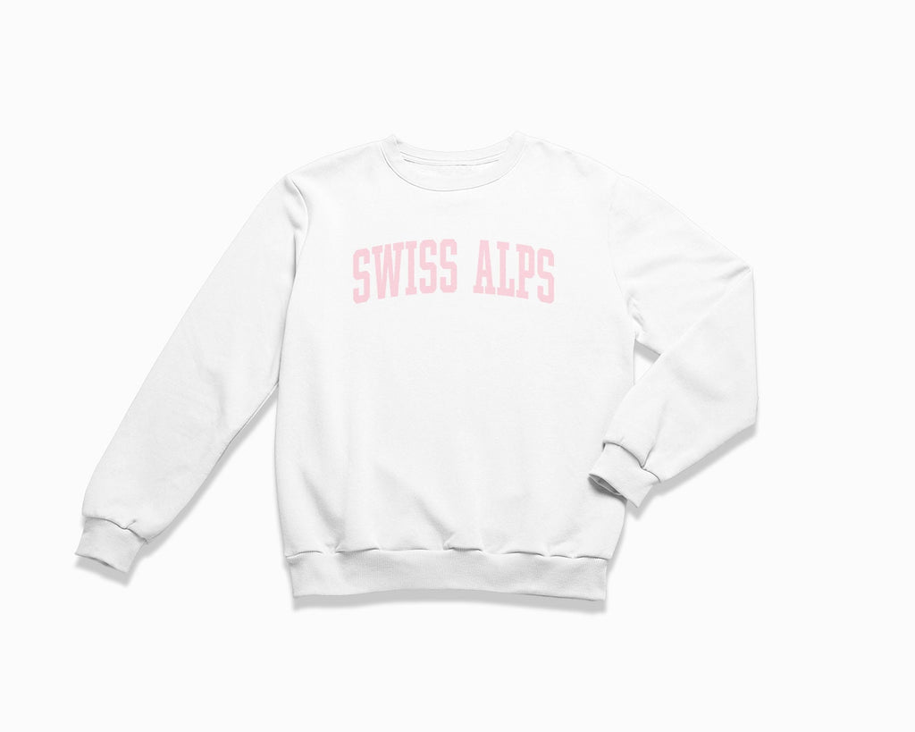 Swiss Alps Crewneck Sweatshirt - White/Light Pink