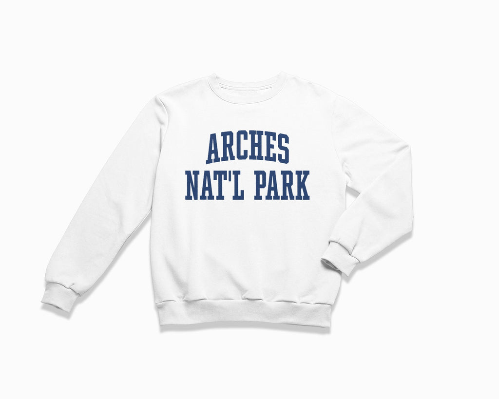 Arches Nat'l Park Crewneck Sweatshirt - White/Navy Blue