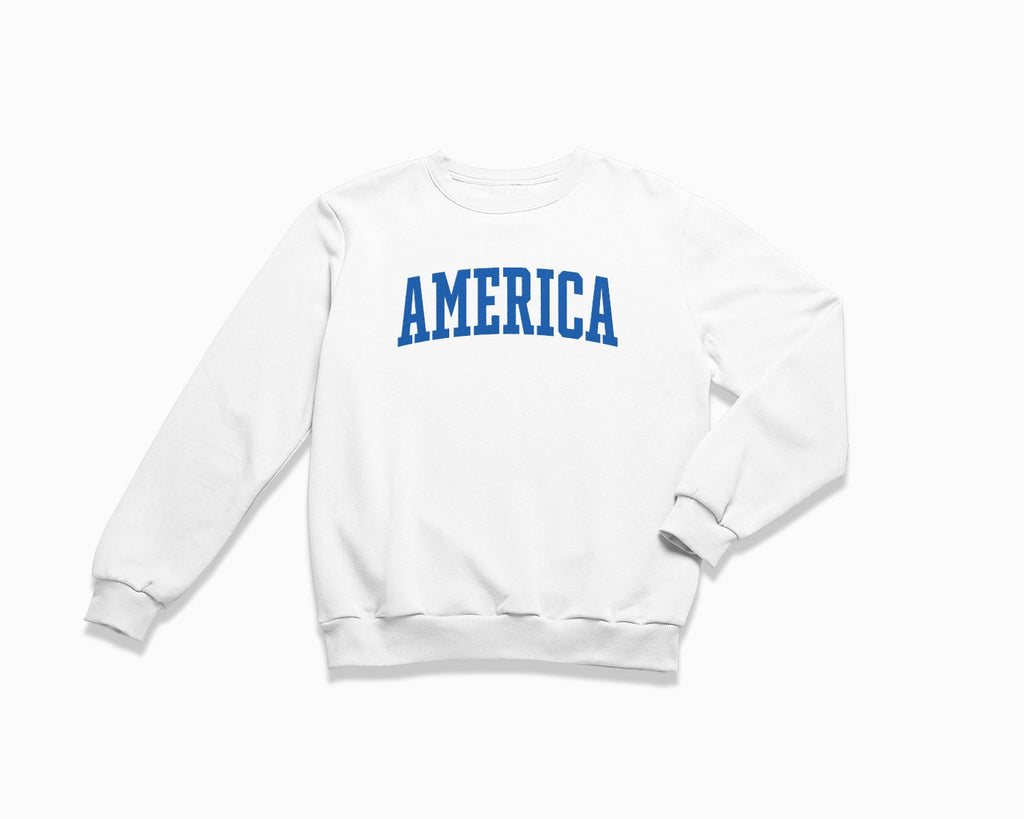 America Crewneck Sweatshirt - White/Royal Blue