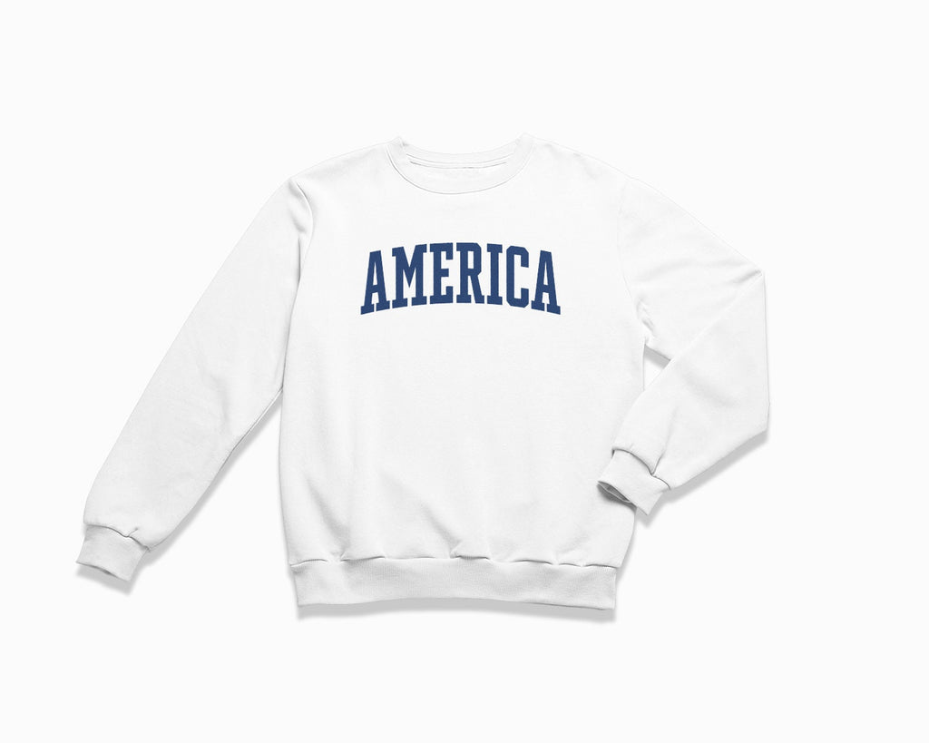 America Crewneck Sweatshirt - White/Navy Blue