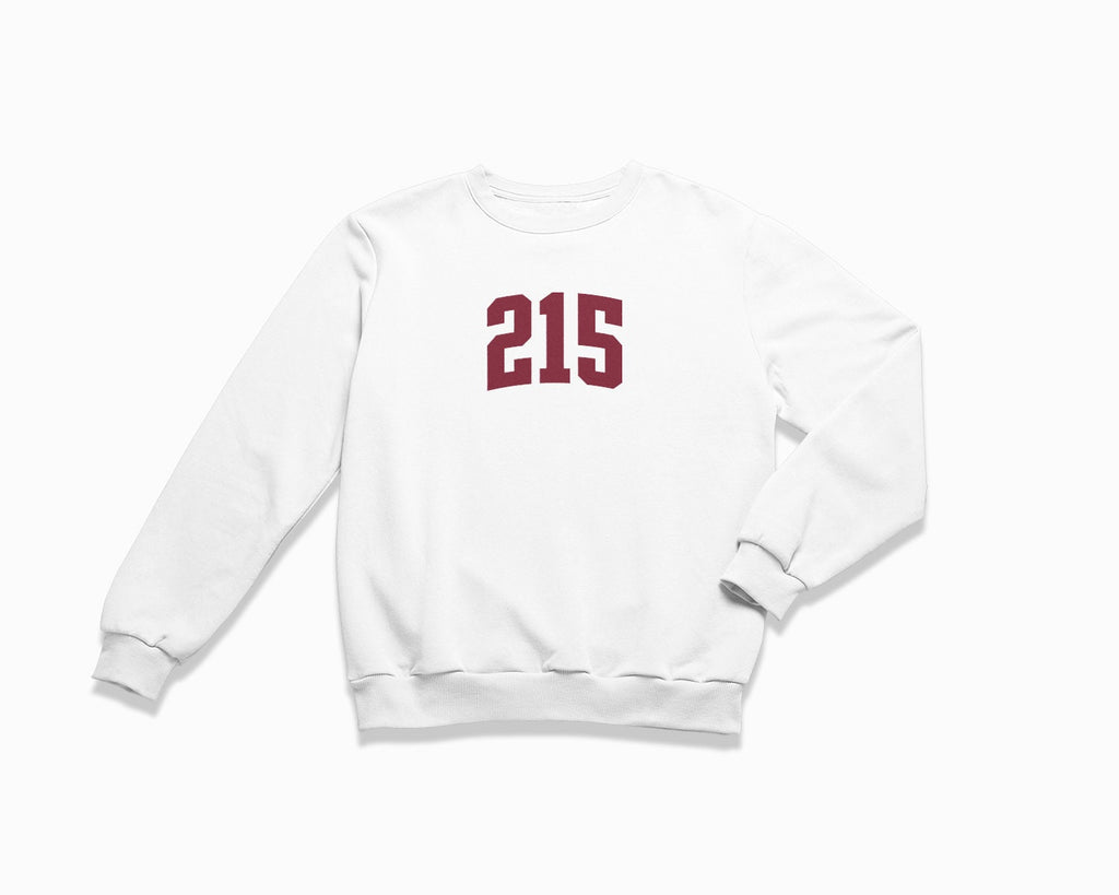 215 (Philadelphia) Crewneck Sweatshirt - White/Maroon