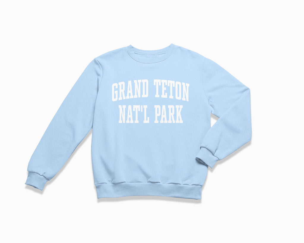 Grand Teton National Park Crewneck Sweatshirt - Light Blue