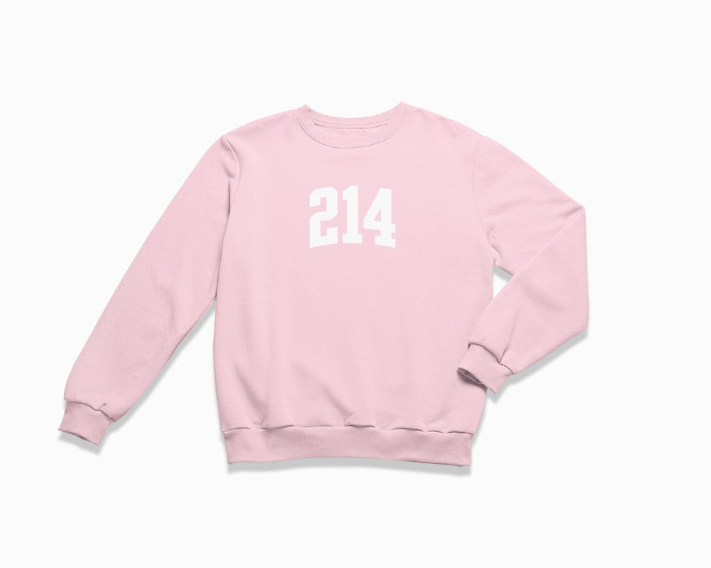 214 (Dallas) Crewneck Sweatshirt - Light Pink