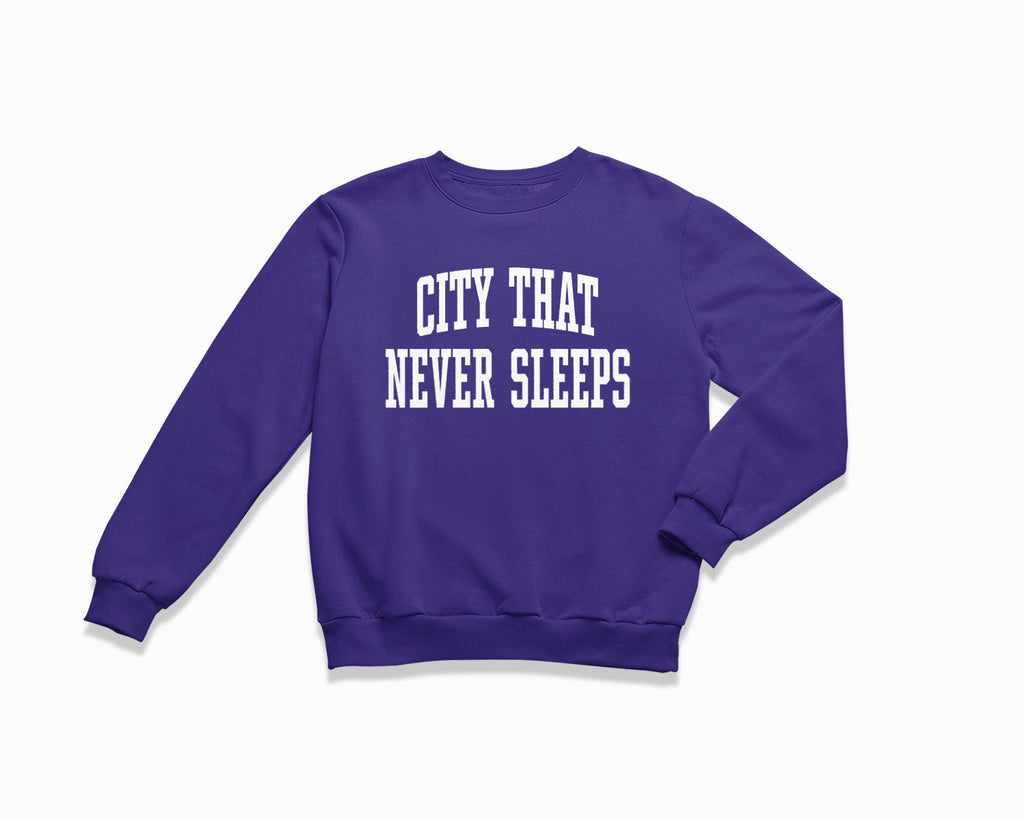 City That Never Sleeps Crewneck Sweatshirt - Purple
