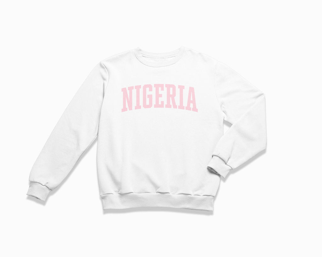 Nigeria Crewneck Sweatshirt - White/Light Pink