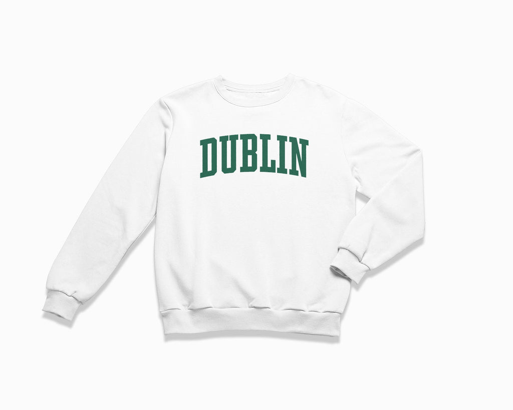 Dublin Crewneck Sweatshirt - White/Forest Green