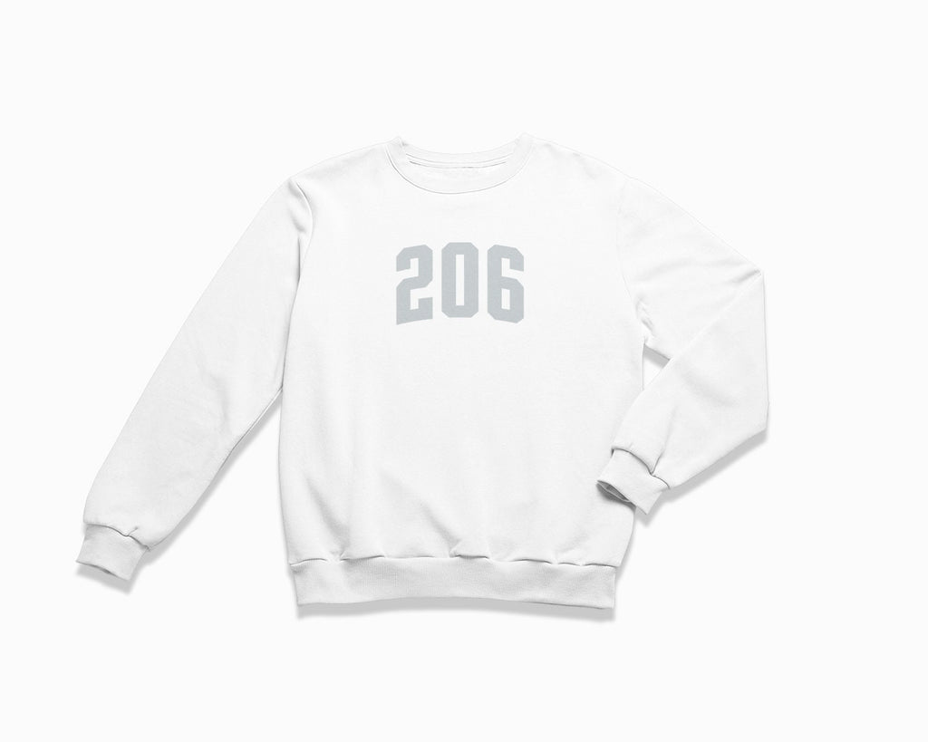 206 (Seattle) Crewneck Sweatshirt - White/Grey