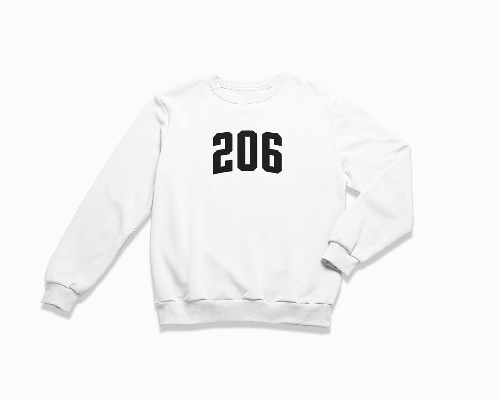 206 (Seattle) Crewneck Sweatshirt - White/Black