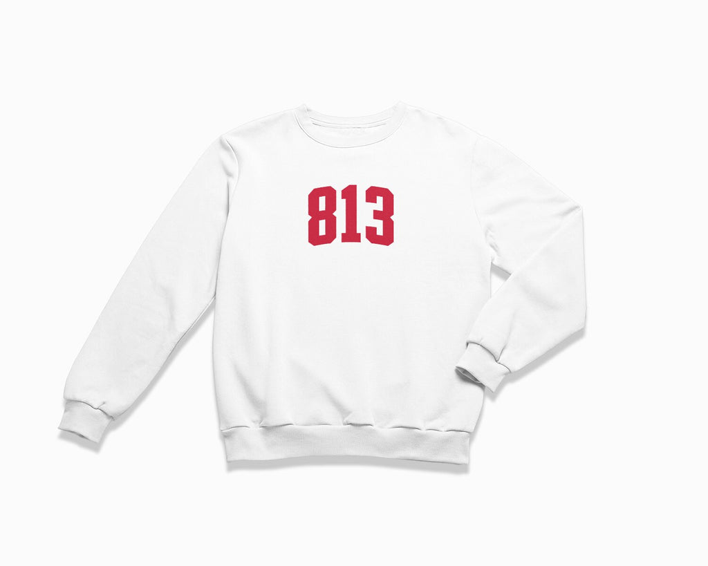 813 (Tampa) Crewneck Sweatshirt - White/Red