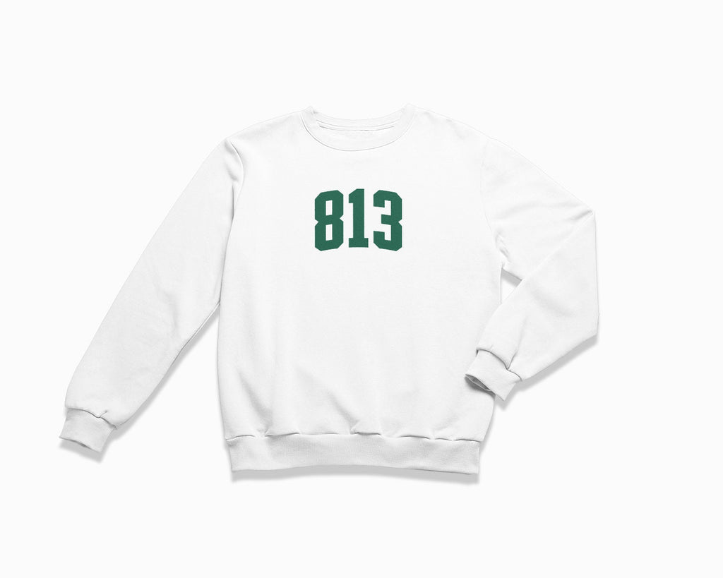 813 (Tampa) Crewneck Sweatshirt - White/Forest Green