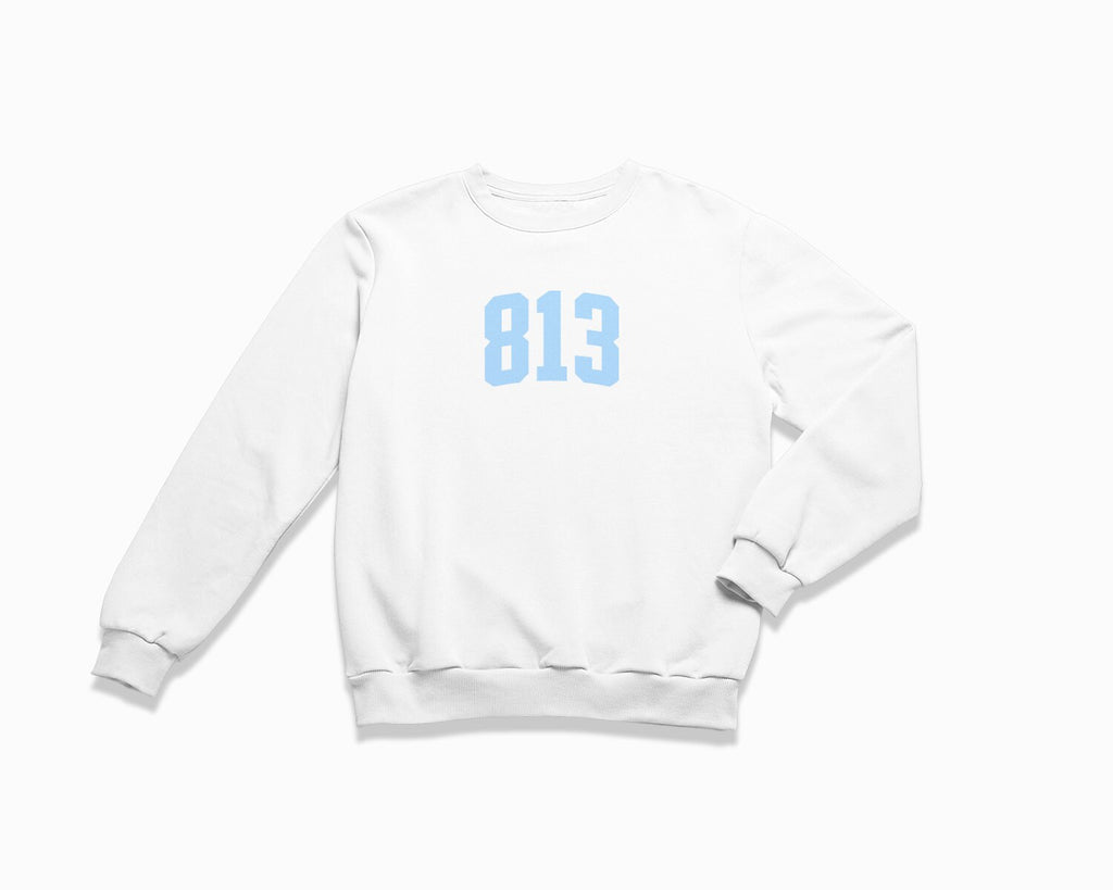 813 (Tampa) Crewneck Sweatshirt - White/Light Blue