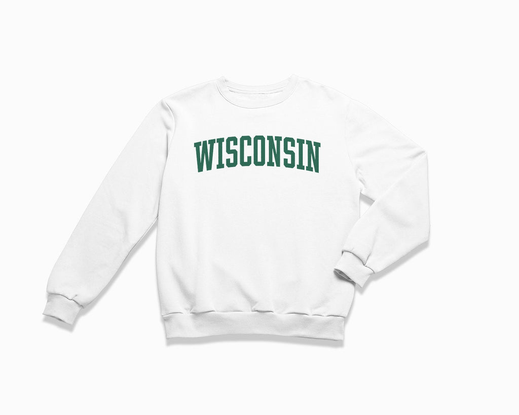 Wisconsin Crewneck Sweatshirt - White/Forest Green