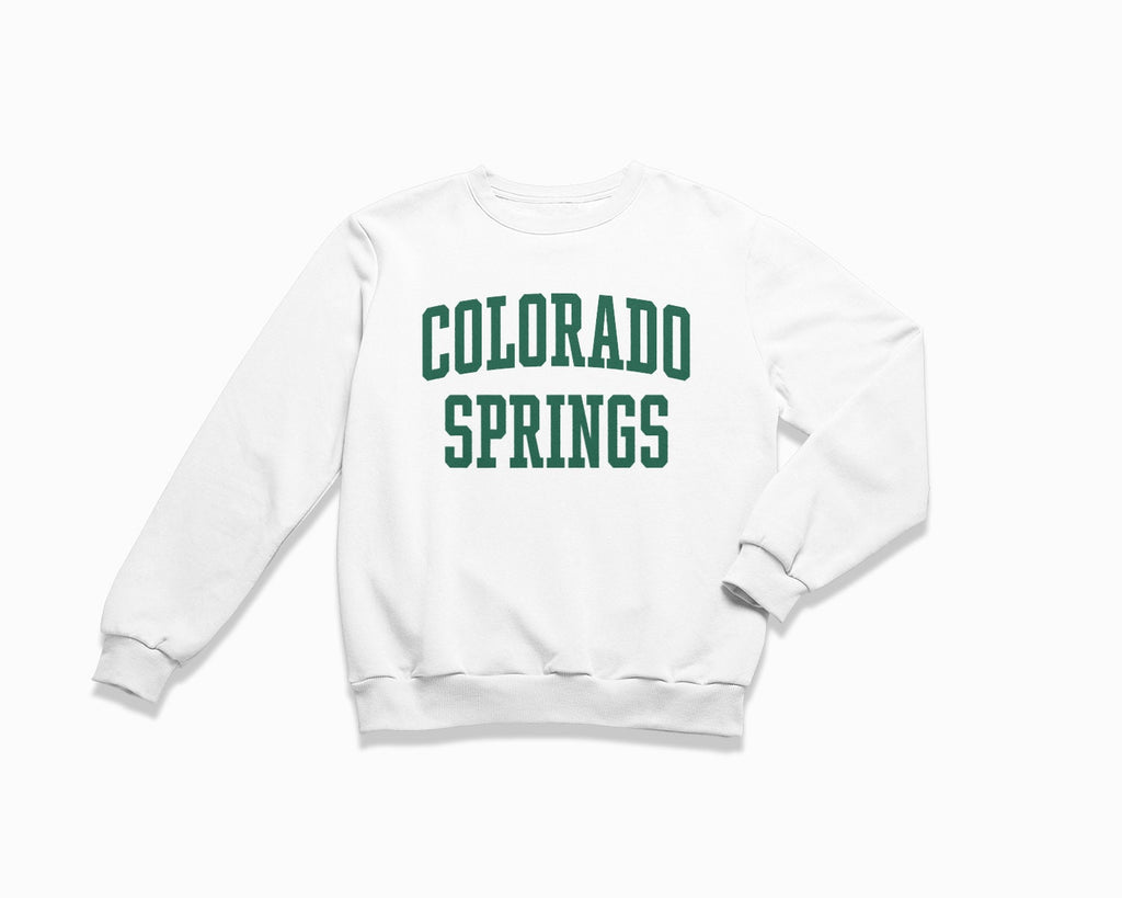 Colorado Springs Crewneck Sweatshirt - White/Forest Green