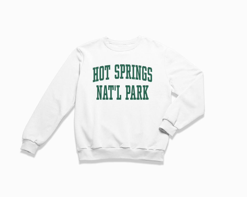 Hot Springs National Park Crewneck Sweatshirt - White/Forest Green