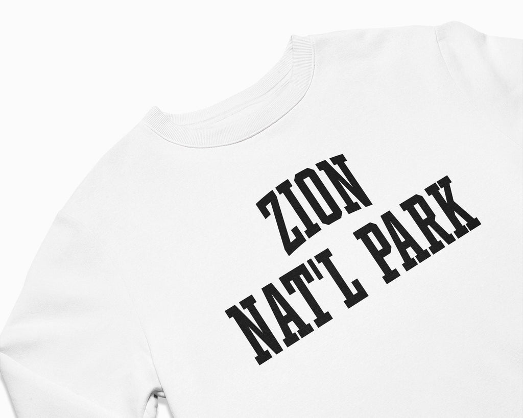 Zion National Park Crewneck Sweatshirt - White/Black