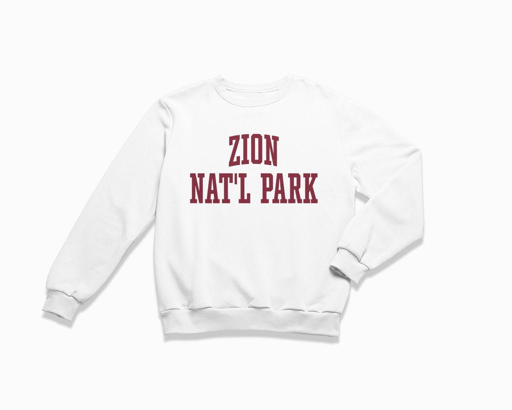 Zion National Park Crewneck Sweatshirt - White/Maroon