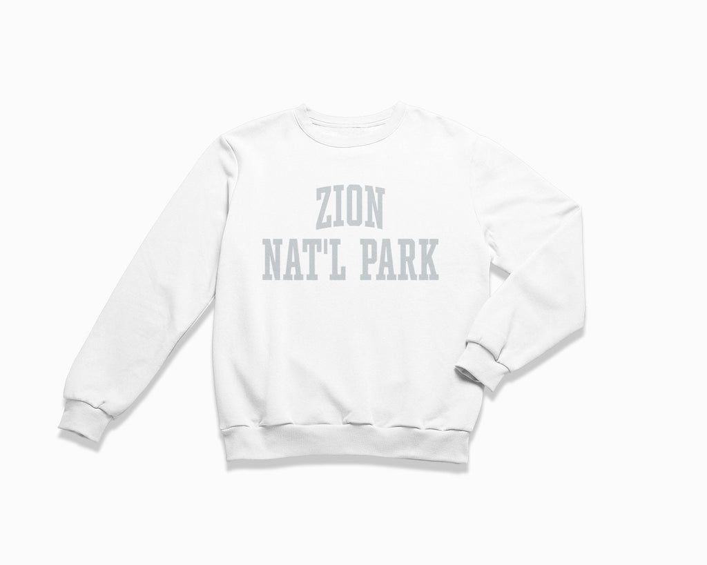 Zion National Park Crewneck Sweatshirt - White/Grey
