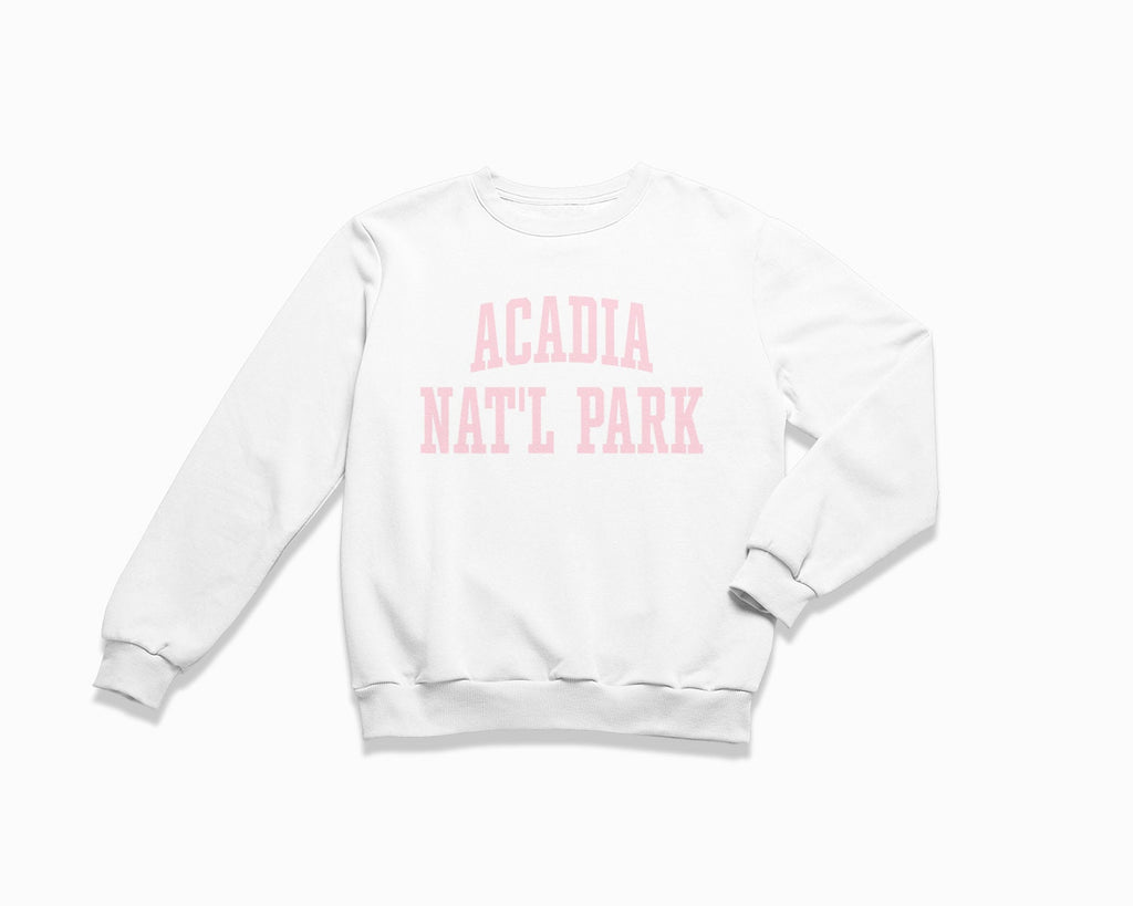 Acadia National Park Crewneck Sweatshirt - White/Light Pink