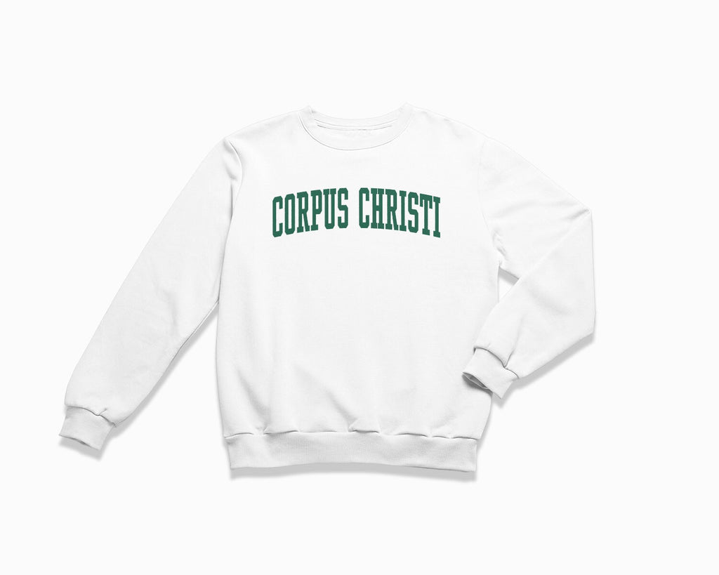 Corpus Christi Crewneck Sweatshirt - White/Forest Green
