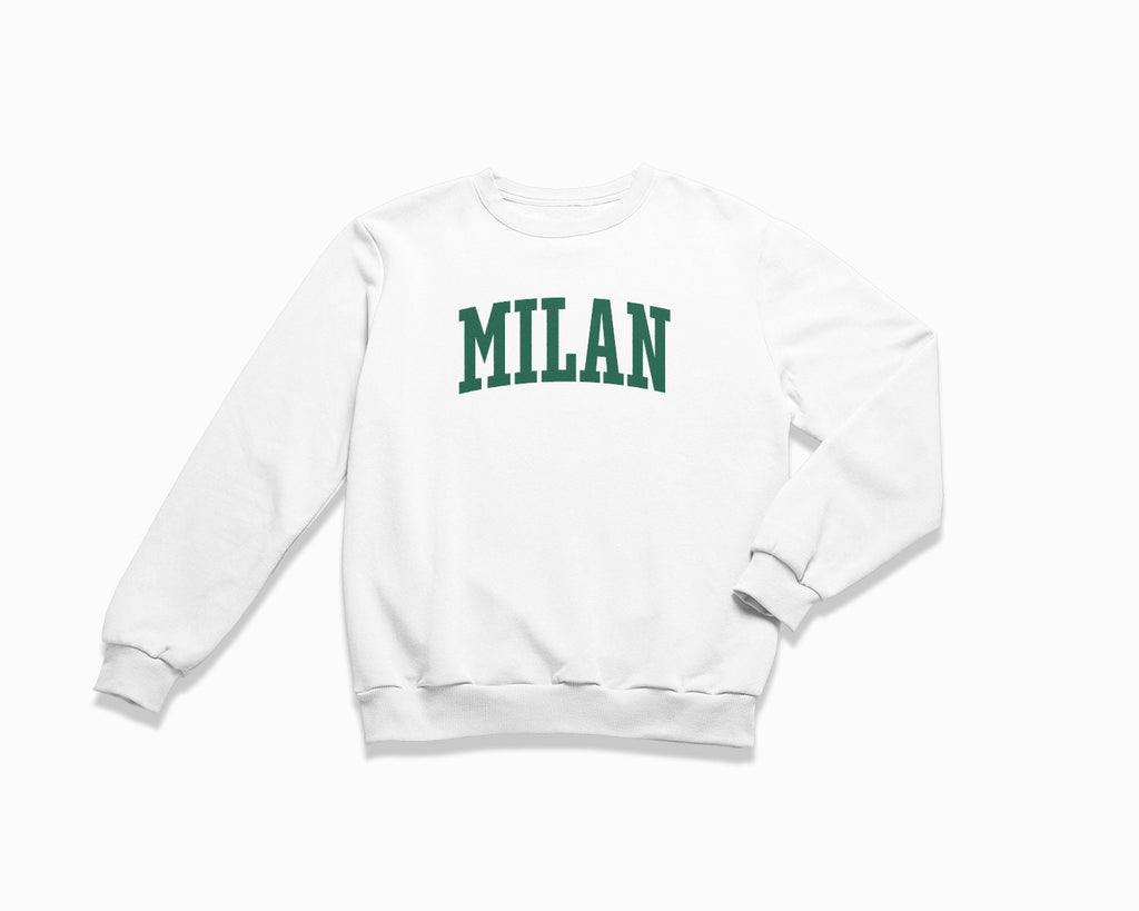 Milan Crewneck Sweatshirt - White/Forest Green